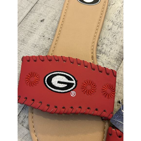 NEW Univ Of Georgia Womens BULLDOGS~Slip-On Sandals~SZ XL Red/Black - Picture 5 of 7